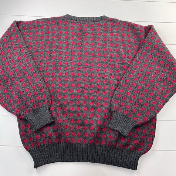 Prima Maglia Vintage Wool Sweater Red Polkadot Gray Women's size Large - Picture 2 of 6